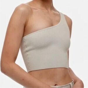 Aritzia Babaton Sculpt Knit One Shoulder Cropped size Small